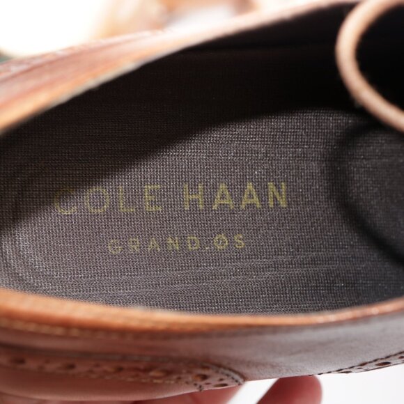Cole Haan Mens Jefferson Oxford Size 9 M Brown Leather Cap Toe Brogue Dress Shoe